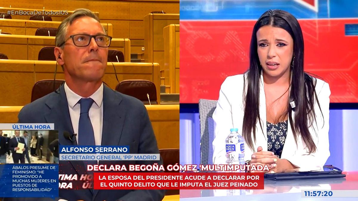 Sarah Santaolalla y Alfonso Serrano se enzarzan en Cuatro por Mazón: "A mí no me ha puesto ningún partido"