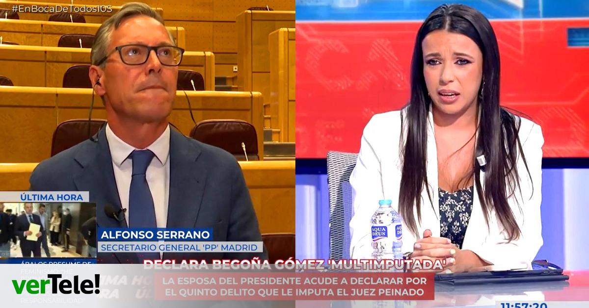 Sarah Santaolalla y Alfonso Serrano se enzarzan en Cuatro por Mazón:  A mí no me ha puesto ningún partido 