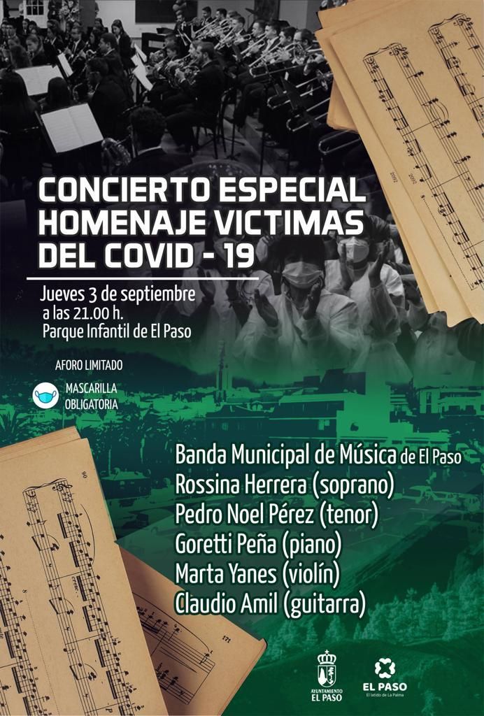 Cartel del concierto de la Banda Municipal de Música de El Paso en homenaje a las víctimas de la Covid-19