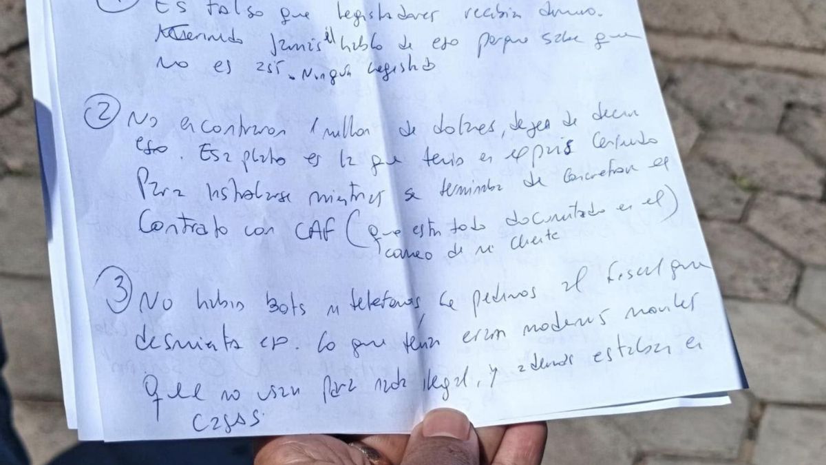 La carta de Cerimedo que mostró su abogada.