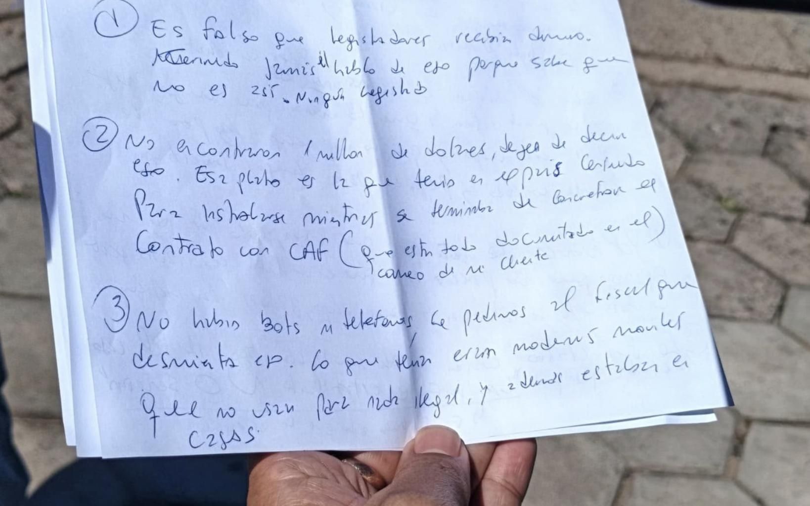 La carta de Cerimedo que mostró su abogada.
