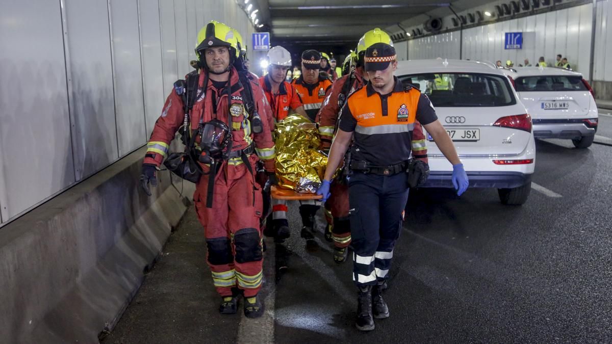 Simulacro de accidente en el túnel de los omeyas