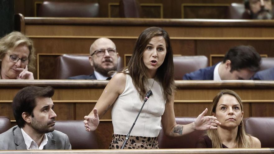 La líder de Podemos, Ione Belarra, interviene durante la sesión de control al Gobierno, este miércoles en el Congreso.
