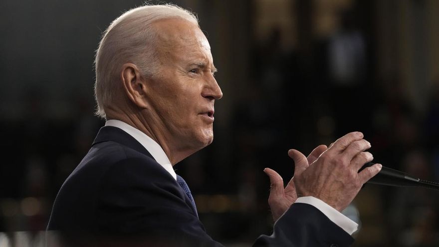 Joe Biden en un momento de su discurso sobre el estado de la Unión.