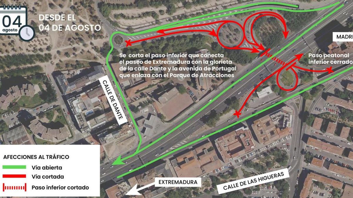 Nuevos cortes, desvíos y pasos peatonales cerrados por el soterramiento de la A-5: fechas y tramos afectados