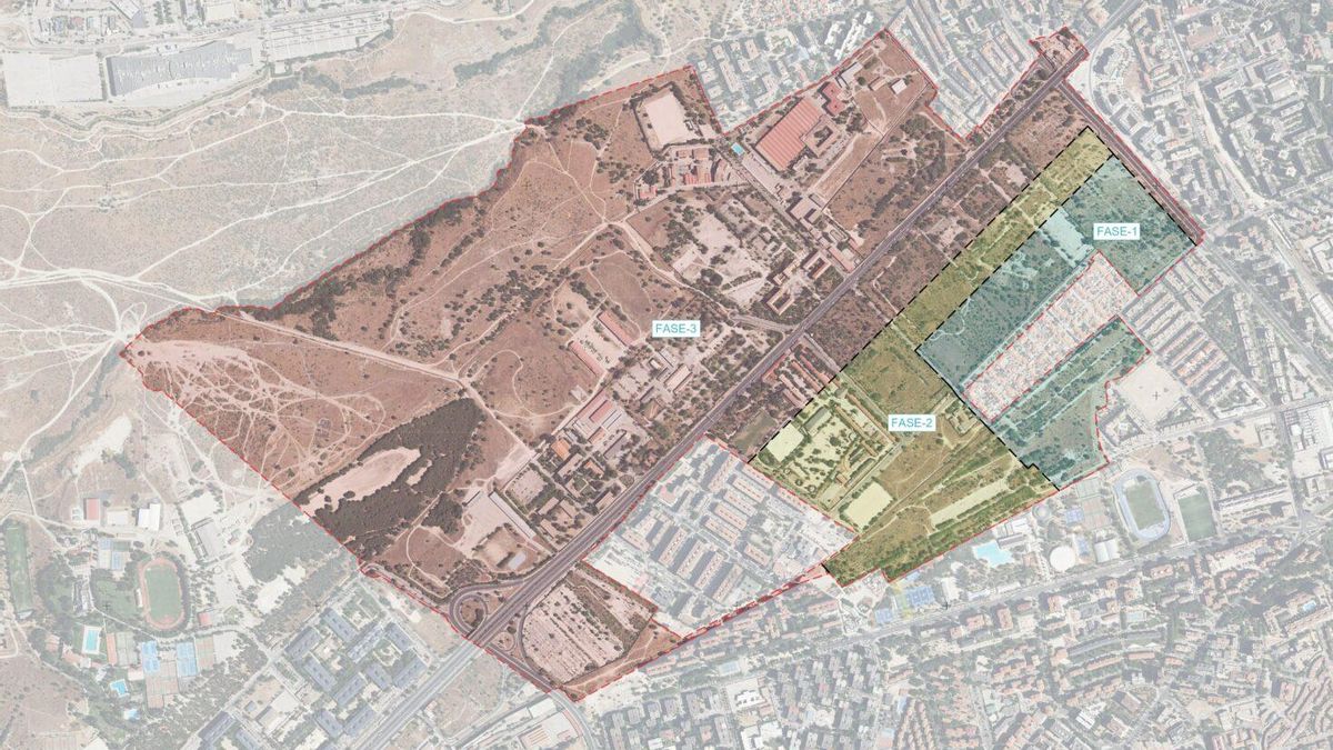 Plano aéreo del proyecto de urbanización de la Operación Campamento.
