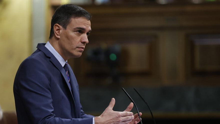 El presidente del Gobierno, Pedro Sánchez, durante su comparecencia este miércoles ante el pleno del Congreso.