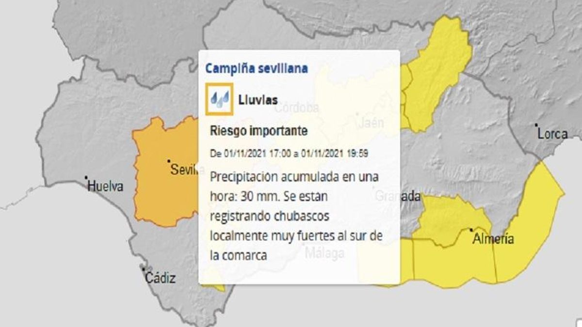 Aemet eleva a naranja el aviso por lluvias en la Campiña de Sevilla