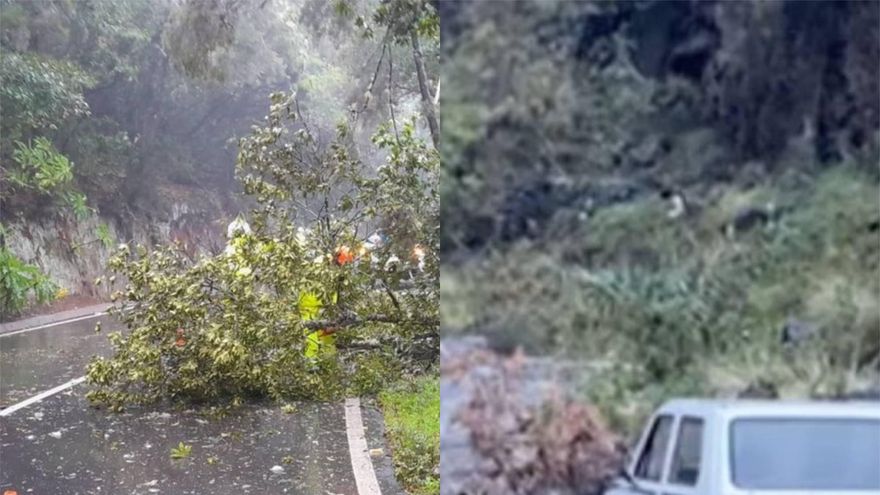 VÍDEO | Barrancos corriendo, desprendimientos y vuelos cancelados: así ha sido este lunes lluvioso en Canarias
