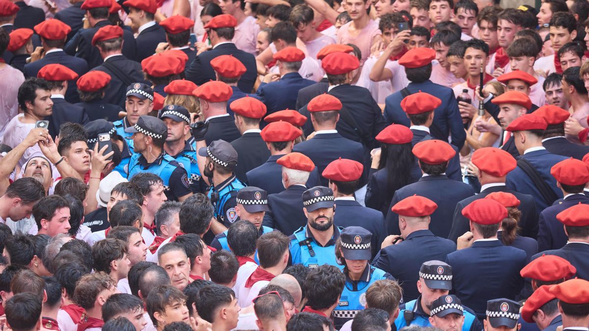 Imagen de los gaiteros en el Chupinazo.