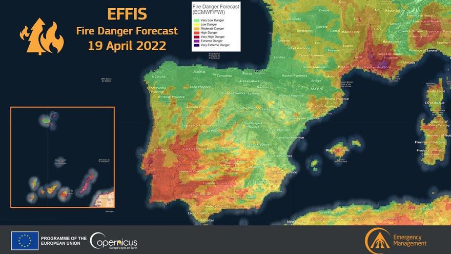 Canarias, en riesgo extremo por incendios y en aviso amarillo por fenómenos adversos