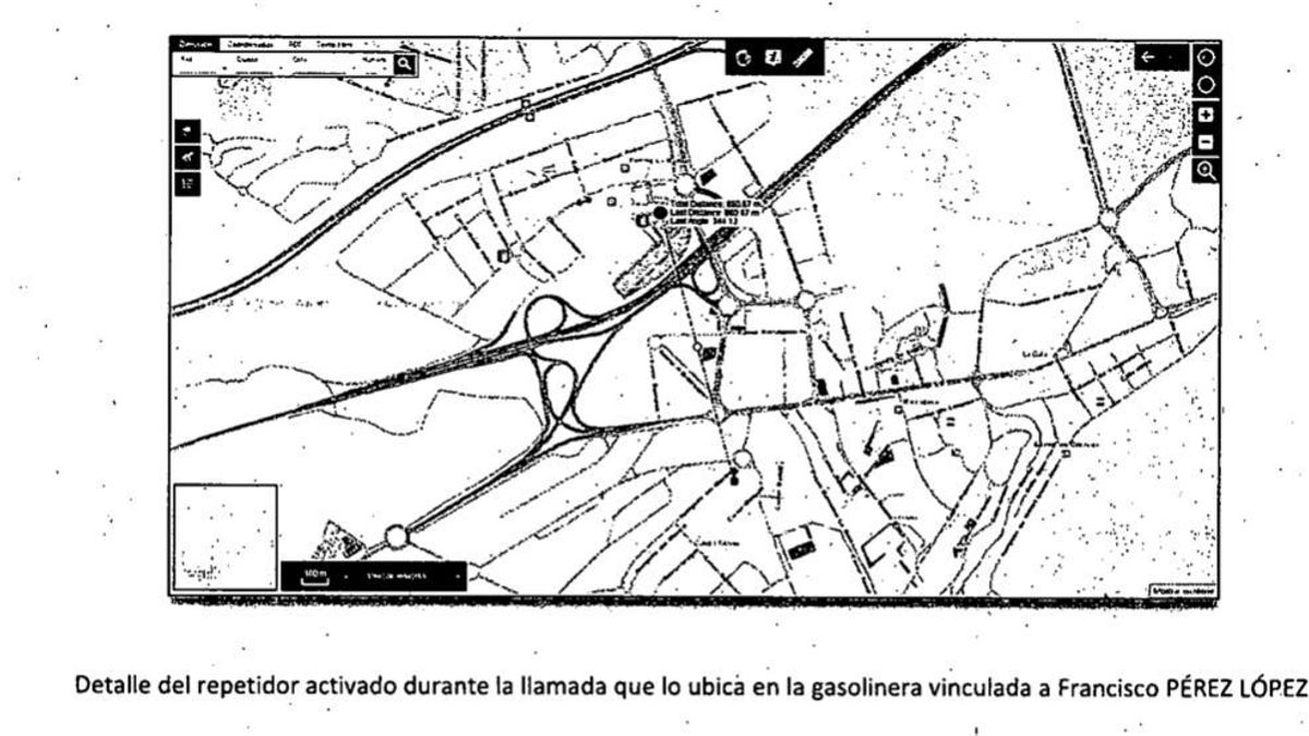 Mapa del repetidor de Finestrat que sitúa al presunto testaferro de Zaplana en la gasolinera del 'Gasofa'.