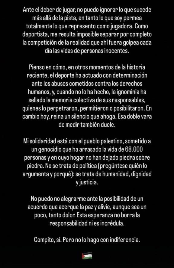 El mensaje, en castellano, de las jugadoras de la Selección de balonmano antes del partido contra Israel.