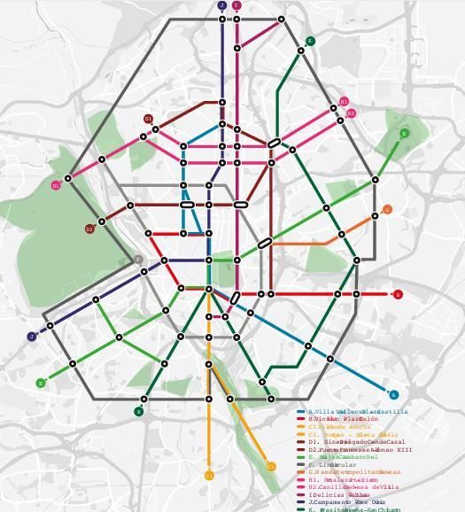 Mapa de la red ciclista que plantea Más Madrid en la capital.