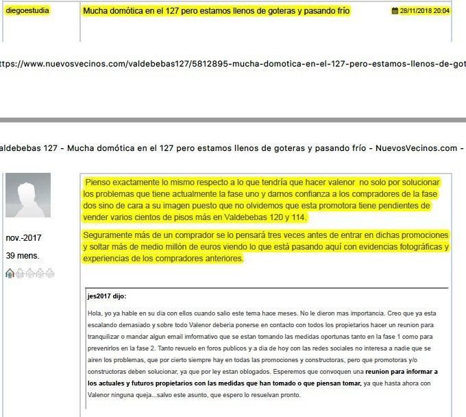Uno de los comentarios adjuntos a la querella de la inmobiliaria.