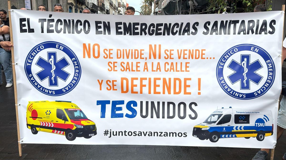 Pancarta de la manifestación de los técnicos en emergencias sanitarias.