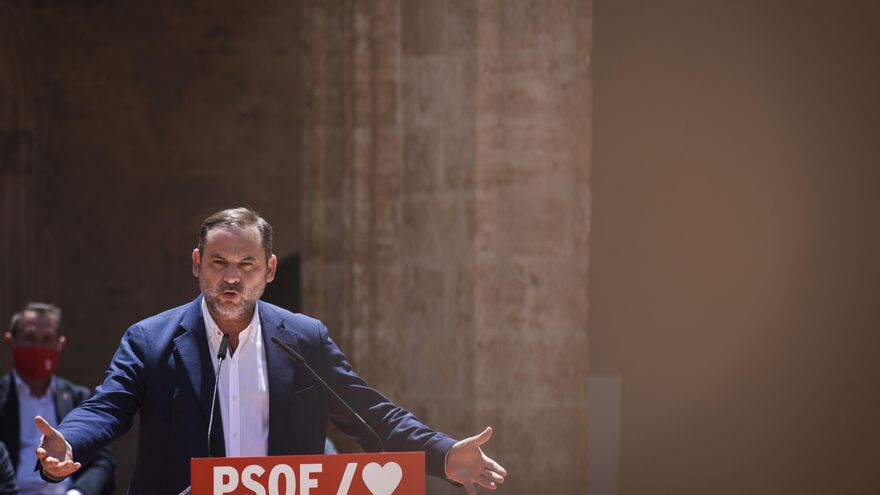 El ministro de Transportes y secretario de organización del PSOE, Jose Luis Ábalos, durante la celebración del acto ‘Tres años de gobierno progresista’, a 6 de junio de 2021, en Valencia, Comunidad Valenciana (España).