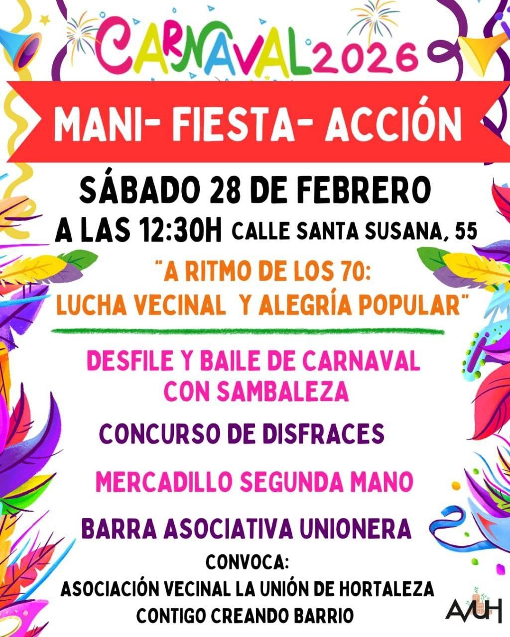 Programa de la fiesta de Carnaval el sábado en Hortaleza.