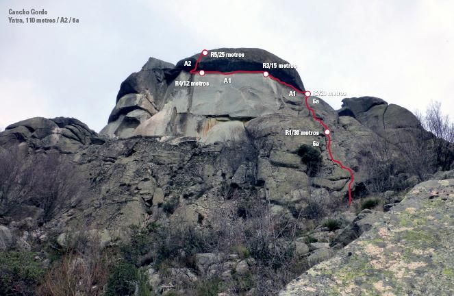 Cancho Gordo. Vía ‘Yatra’ (110 metros / A2 / 6a)