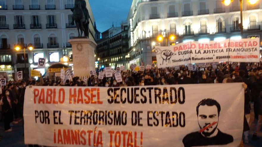Manifestación a favor de la libertad de Pablo Hasél.