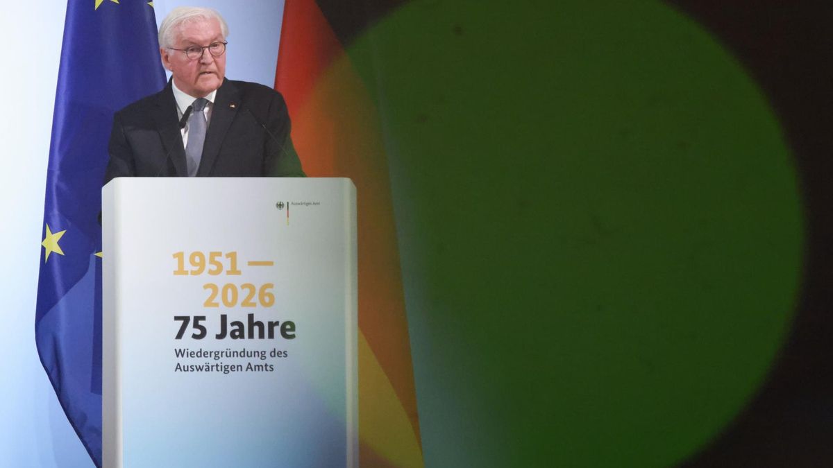 El presidente alemán, Frank-Walter Steinmeier, pronuncia un discurso con motivo del 75 aniversario del restablecimiento del Ministerio Federal de Asuntos Exteriores