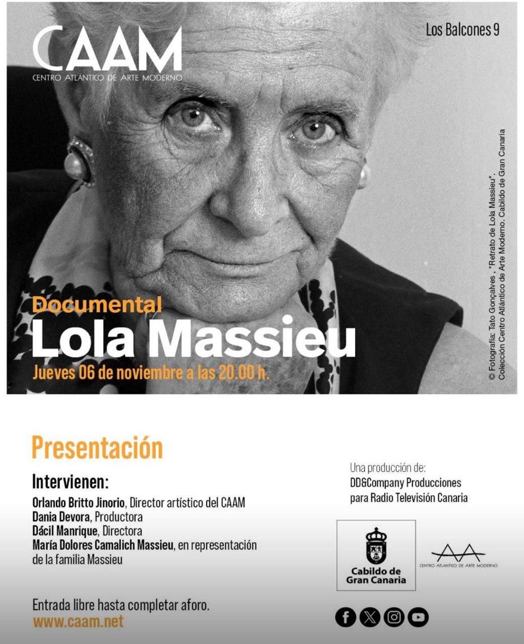 Cartel del documental de Lola Massieu.