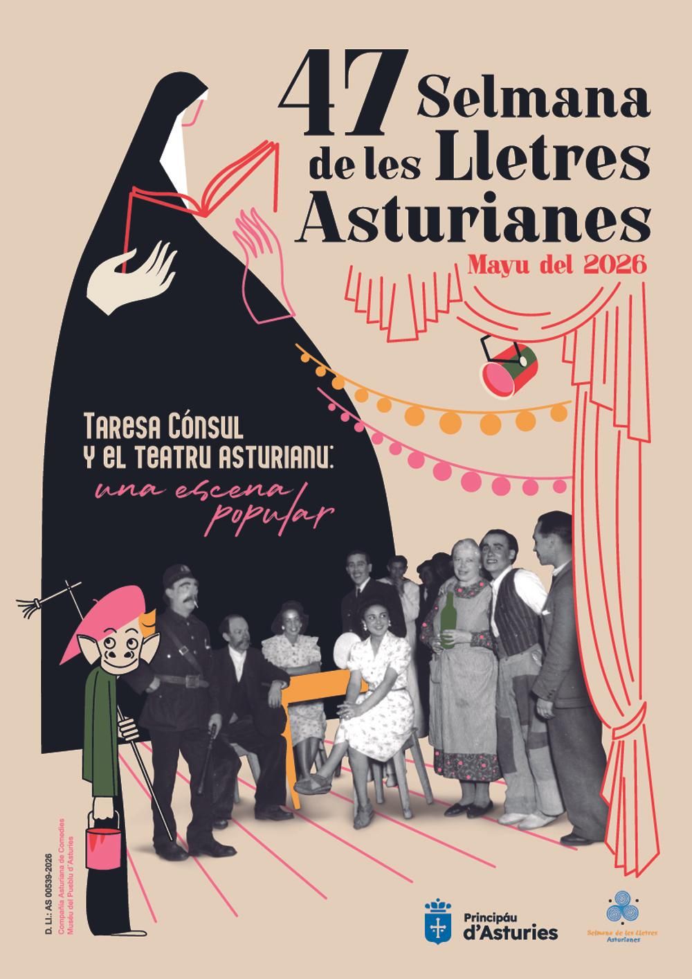 Cartel anunciador de la Selmana de les Lletres Asturianes.