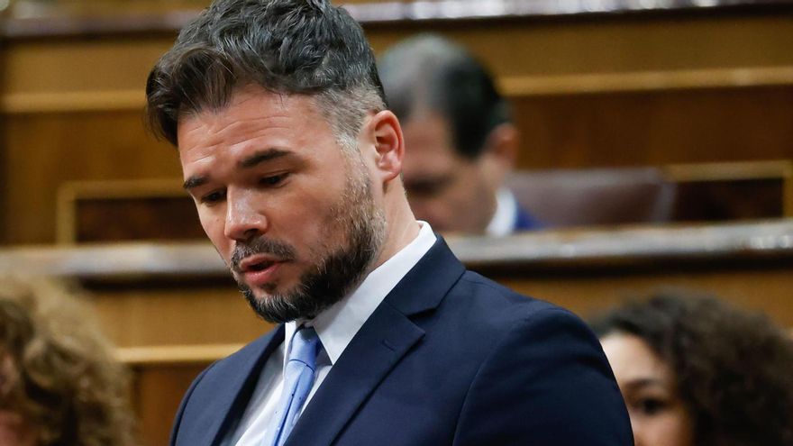 El portavoz de ERC, Gabriel Rufián, interviene durante la sesión de control al Gobierno este miércoles en el Congreso.