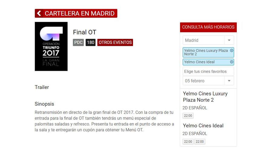 La final de OT podrá verse en cines