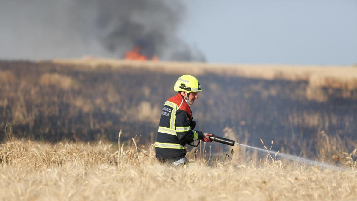 Bombero actuando en un incendio, en una imagen de archivo