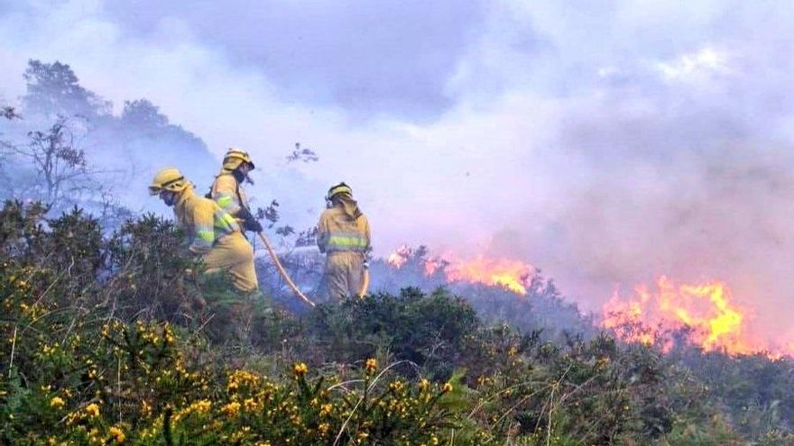 Extinción de un incendio forestal en Cantabria.- Archivo