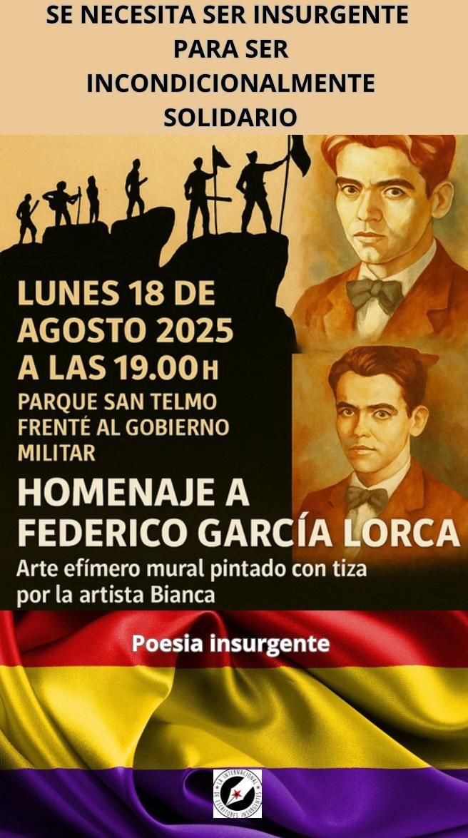 Cartel del acto homenaje a Federico García Lorca al cumplirse los 89 años de su fusilamiento.