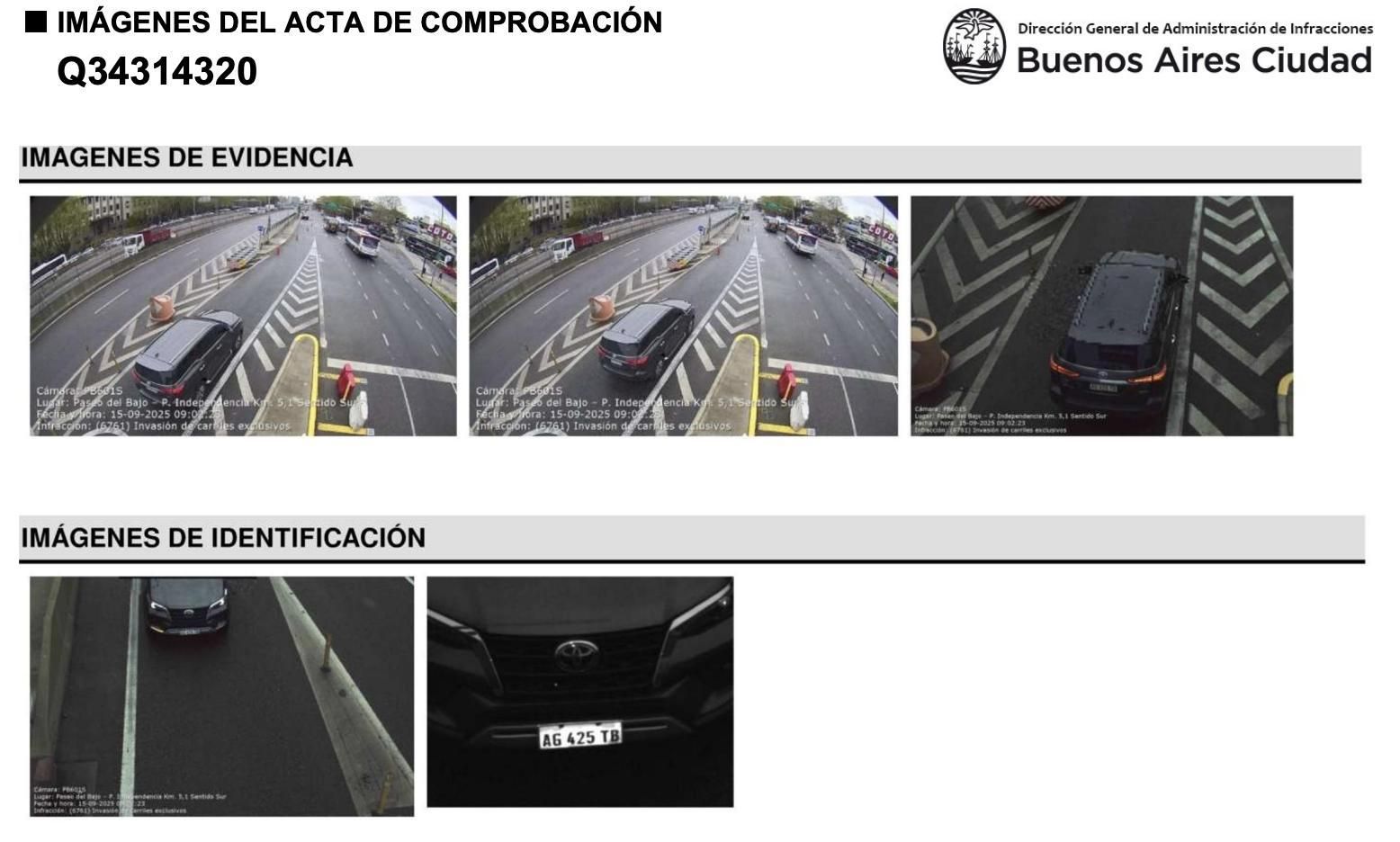 Mal estacionamiento, una de las infracciones del vehículo que traslada a Santiago Caputo.