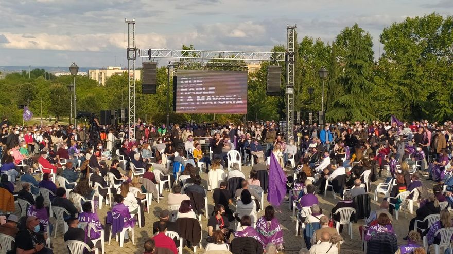 El candidato de Unidas Podemos a la Presidencia de la Comunidad de Madrid, Pablo Iglesias, en el mitin del cierre de campaña del 4M en Vicálvaro