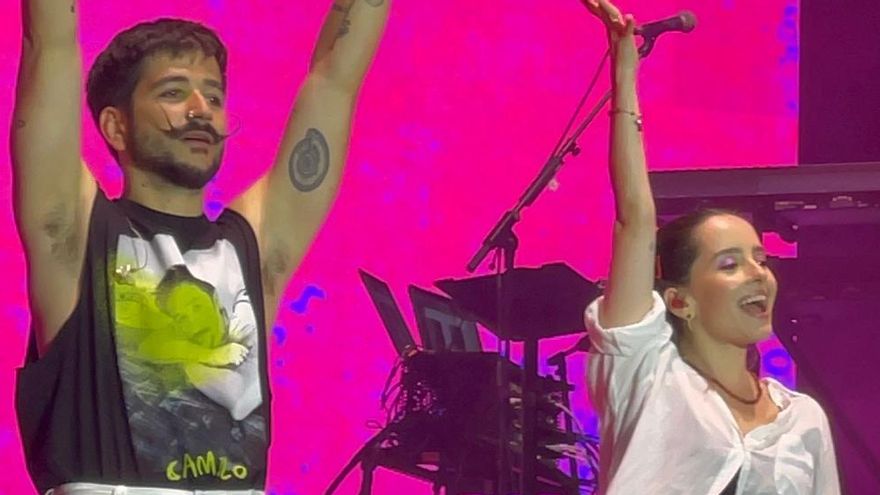 Camilo y Evaluna Montaner al terminar el concierto en Gran Canaria