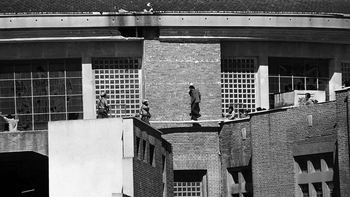 Motín en la cárcel de Carabanchel en 1977. 
