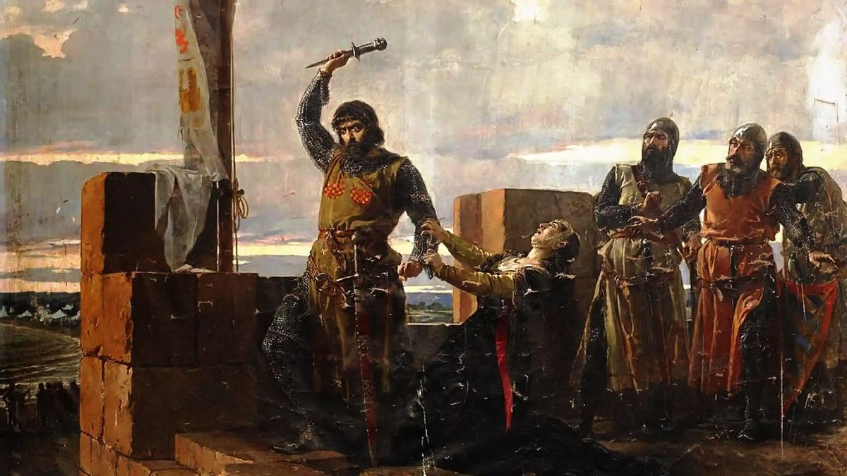 Recreación decimonónica de Guzmán el Bueno en el asedio de Tarifa.