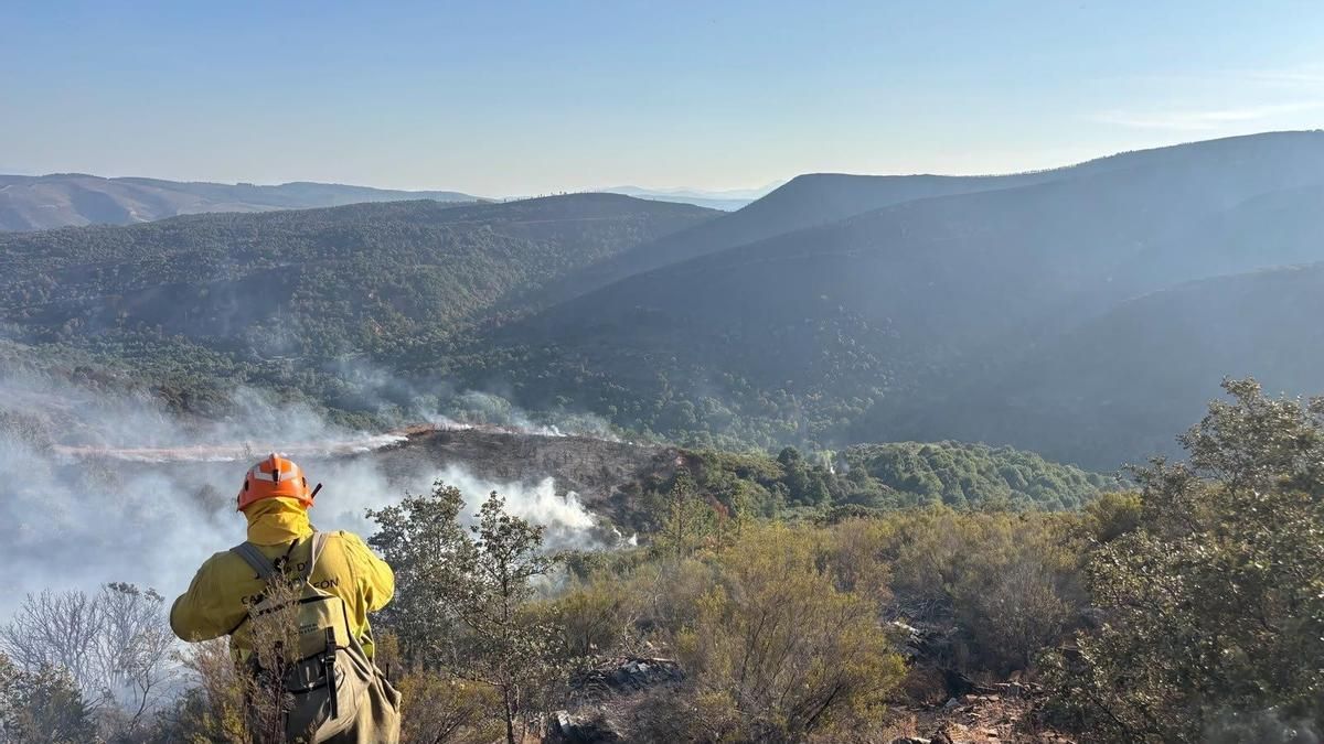 El incendio de Veguellina contiene su avance con tres pueblos evacuados mientras empeora el fuego en San Tirso