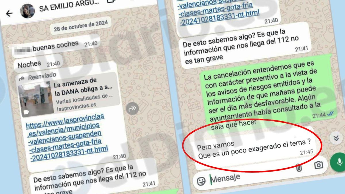 Captura del missatge de WhatsApp d'Emilio Argüeso.
