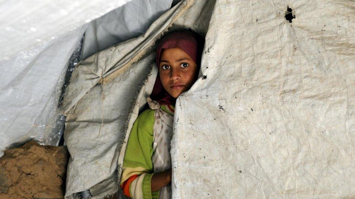 Niña yemení, en un refugio