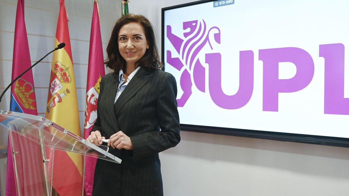 La candidata de Unión del Pueblo Leonés, Alicia Gallego, en el balance final de campaña