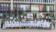 Acto de la PAH a las puertas de los Juzgados de Zaragoza.