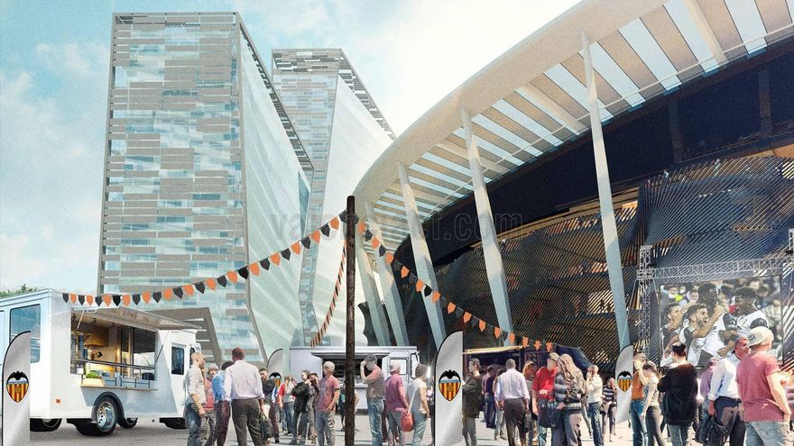 Imagen virtual del exterior del nuevo estadio.