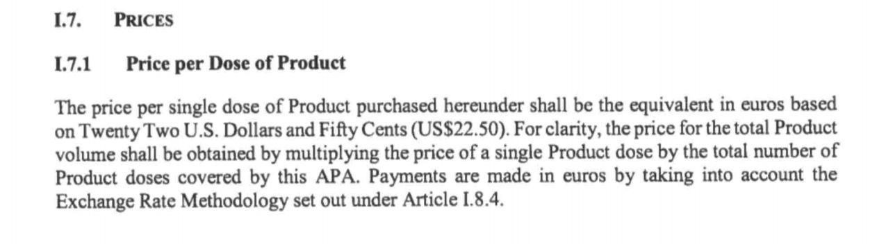 Precios de la vacuna de Moderna.