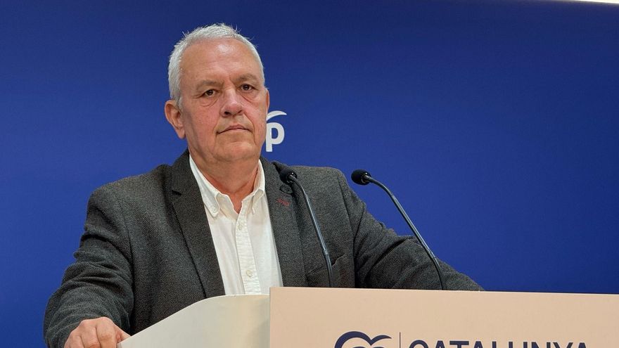 El secretario general del PP en Catalunya, Santi Rodríguez, en rueda de prensa este lunes