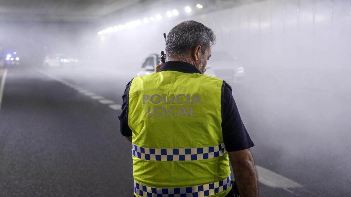 Policía Local en el simulacro de accidente en el túnel de los omeyas