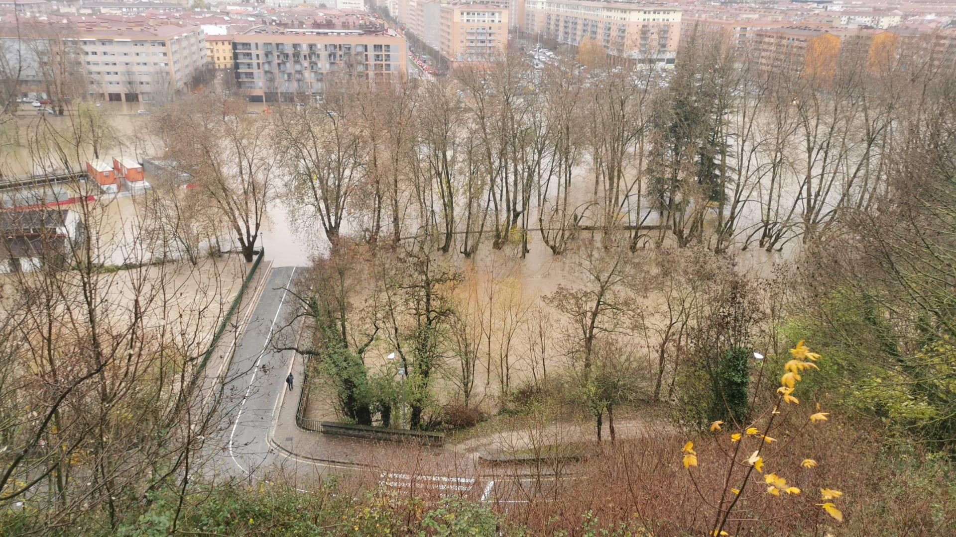 Desbordamiento del río Arga en Pamplona.
