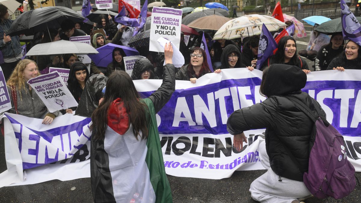 Los estudiantes se manifiestan contra la violencia machista por las calles de Oviedo y Gijón