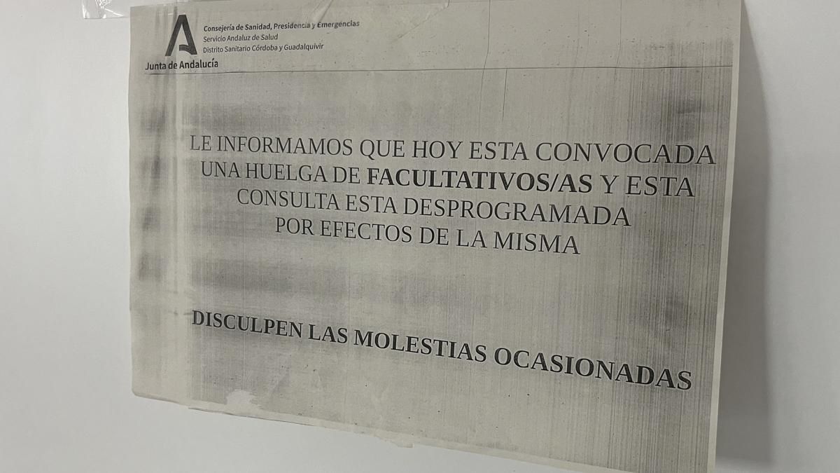 La Junta eleva hasta el 13% el seguimiento de la huelga de médicos en Córdoba