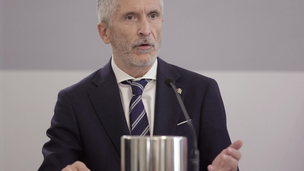 El ministro de Interior, Fernando Grande-Marlaska, comparece en rueda de prensa, después de una reunión con su homólogo serbio, en la sede del Ministerio, a 22 de julio de 2021, en Madrid (España). Los ministros del Interior español y serbio se reúnen est